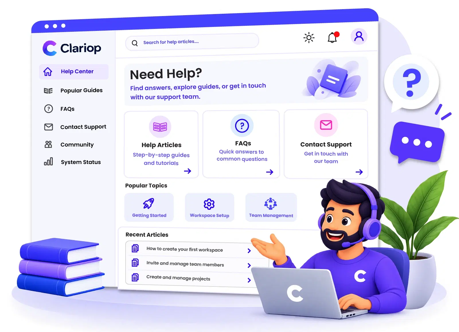 Support specialist ready to help with Clariop