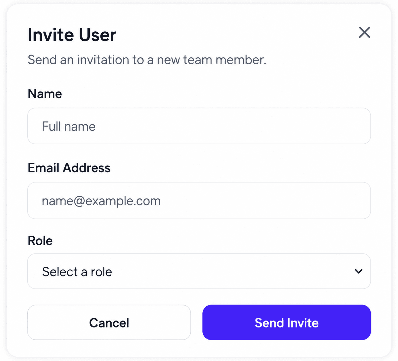 Screenshot of the Invite Team Members flow in Clariop