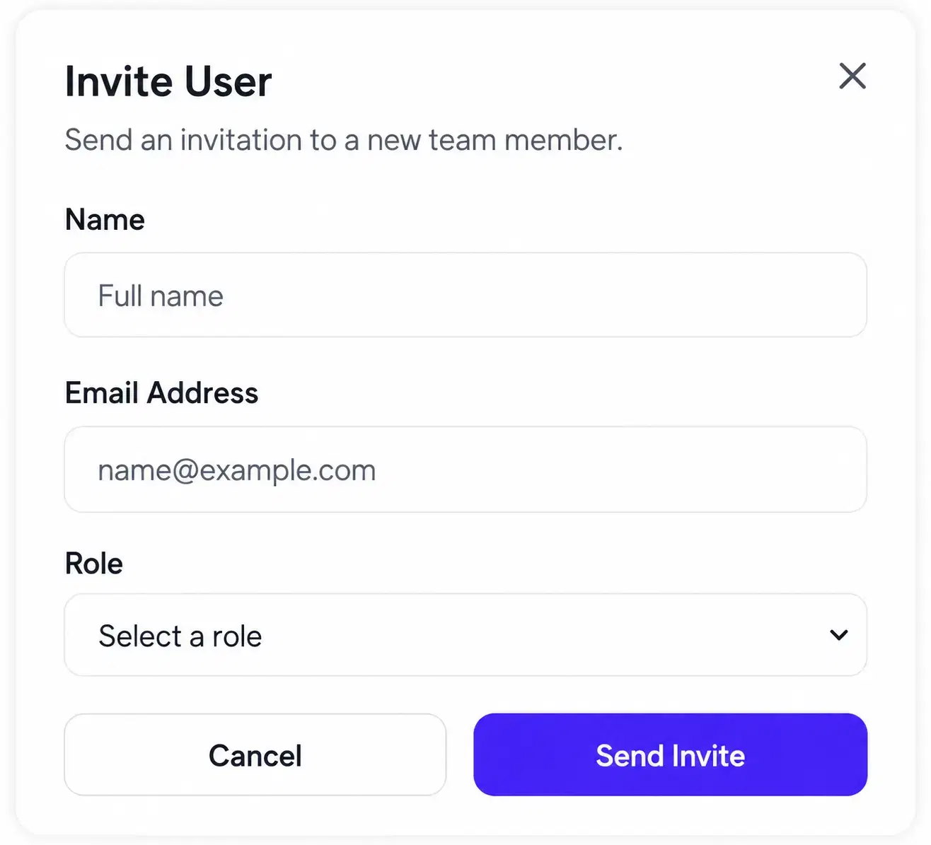 Screenshot of the Invite Team Members flow in Clariop