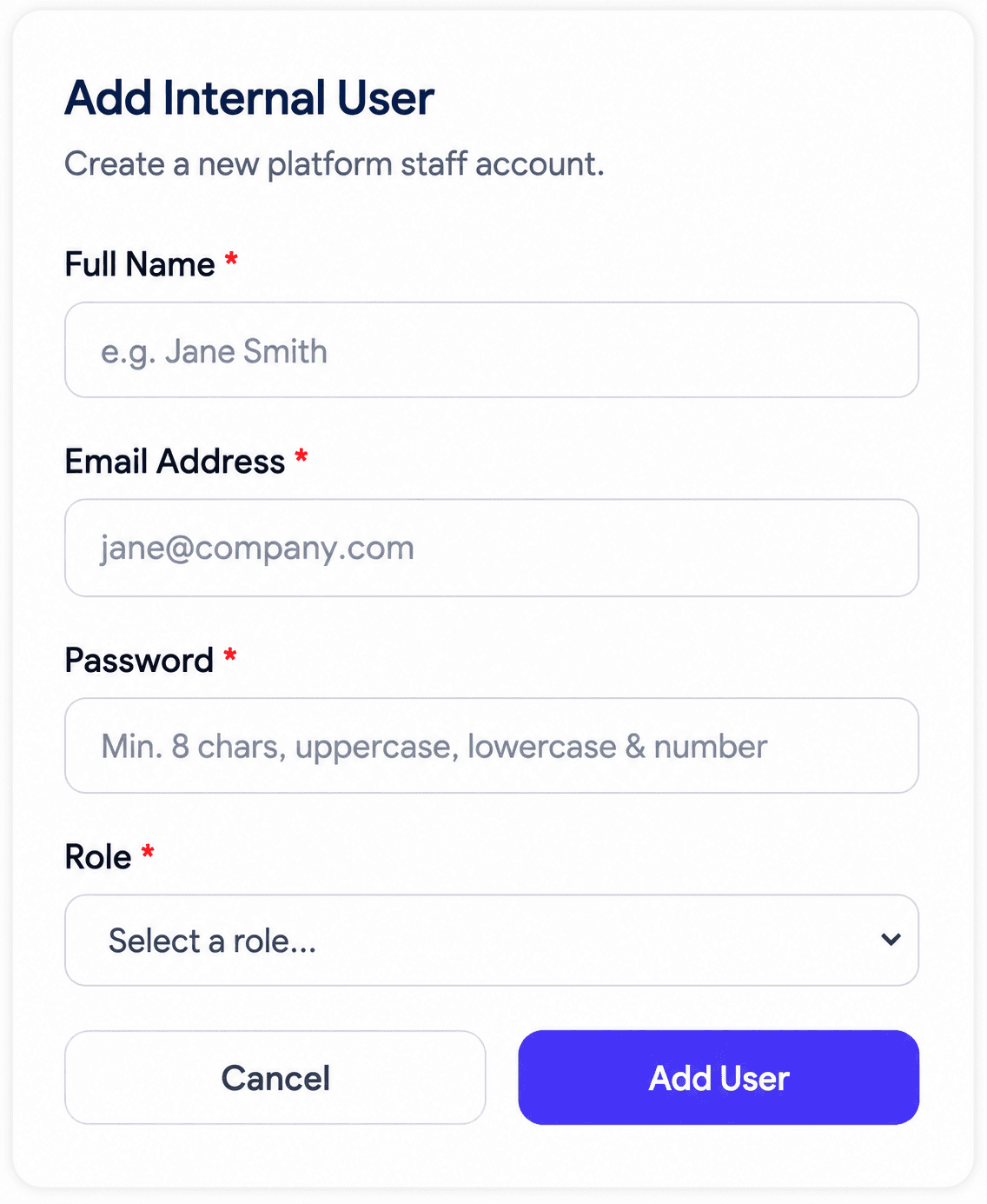 Screenshot of the User Roles & Permissions settings in Clariop